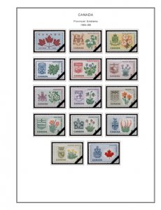 COLOR PRINTED CANADA 1953-1973 STAMP ALBUM PAGES (32 illustrated pages)