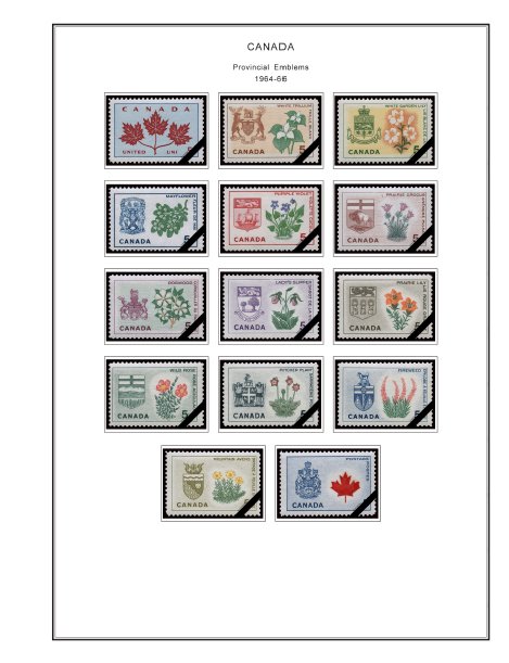 COLOR PRINTED CANADA 1953-1973 STAMP ALBUM PAGES (32 illustrated pages)