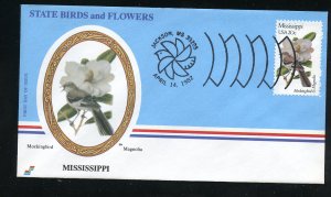 US 1976 State: Mississippi Mockingbird Magnolia UA Spectrum cachet FDC