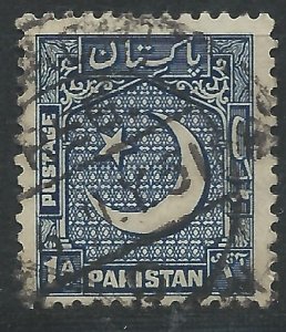 Pakistan 1949 - 1a blue - SG44 used