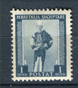 ALBANIA; 1939 early Local pictorial issue Mint hinged 1q. value