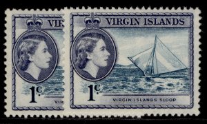 BRITISH VIRGIN ISLANDS QEII SG150 + 150a, 1c SHADE VARIETIES, LH MINT. Cat £24.