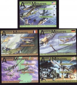 Guinea Republic- id26-five unused NH sheets-Fighter Planes-WWII-2011-