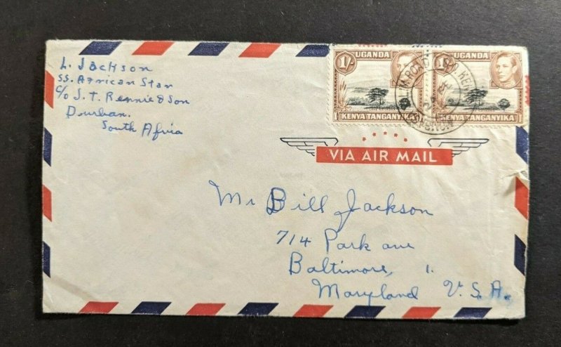 1948 Kenya Airmail Cover to Baltimore Maryland USA