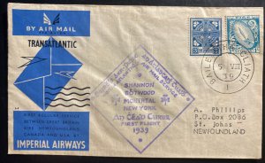 1939 Dublin Ireland First Transatlantic Flight Cover To St John Newfoundland