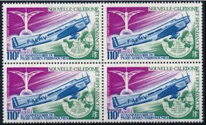 [B1145] New Caledonia Scott # C91 MNH 1972 1st Pan-Noumea Flight Block