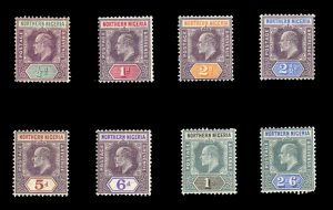 Northern Nigeria #19-26 Cat$252.75, 1905 Edward, 1/2p-2sh6p, eight values, hi...