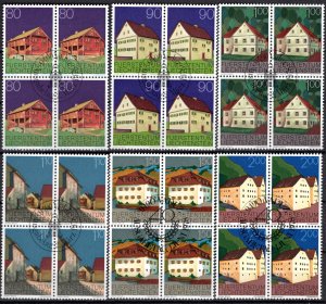 Liechtenstein Scott # 638 - 649, used, first day cancellation, b/4 each