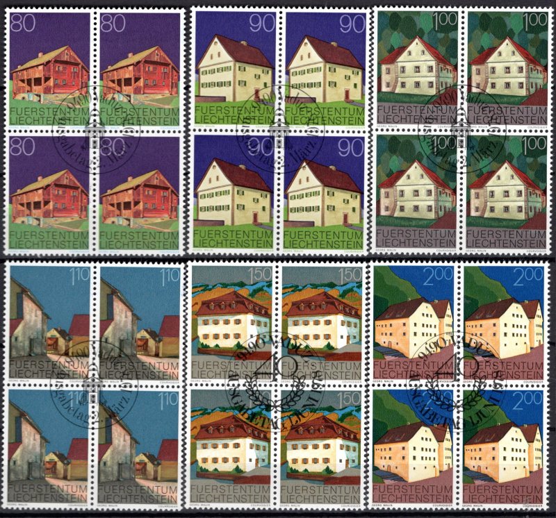 Liechtenstein Scott # 638 - 649, used, first day cancellation, b/4 each