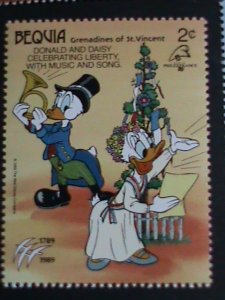 ​DISNEY-BEQUIA STAMP-1989 DISNEY-PHILAFRANCE'89 STAMP SHOW -MNH-STAMP SET VF