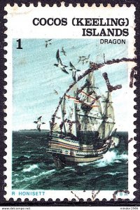 COCOS (KEELING) ISLANDS 1976 1c Multicoloured, Ships-Dragon SG20 Used