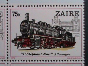 ZAIRE-1980 SC# 935-42-WORLD FAMOUS TRANIS-MNH IMPRINT BLOCK SET VERY FINE