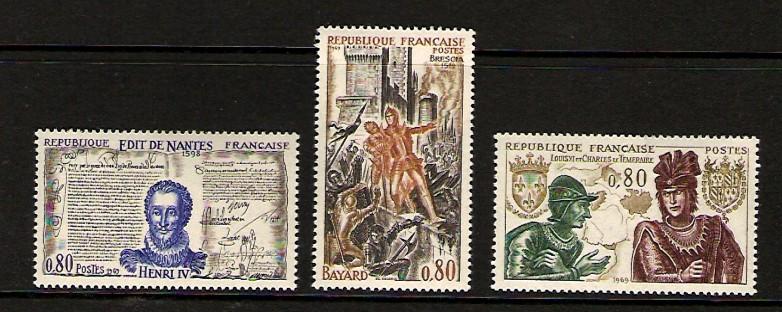 France #1260-62 French Historical Battle 1969 NH Cat. 1.50