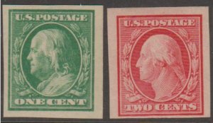 U.S. Scott #383-384 Imperf Franklin-Washington Stamps - Mint Set of 2 - IND