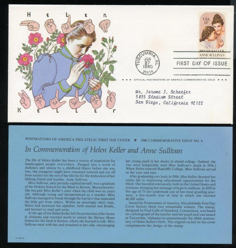 US 1824 ADDR Helen Keller & Anne Sullivan, Postmasters