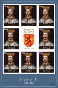 Gambia 2012 - King Henry II - English Royalty - Sheet of 8 - Scott #3426 - MNH