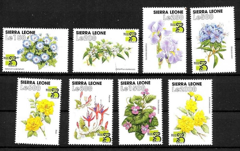 #8509 SIERRA LEONA 1999 FLORA  FLOWERS COMPLET SET YV 2621-8 MNH