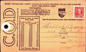 1936 Canadian Pacific Express 3¢ Halifax NS to St Louis MO USA