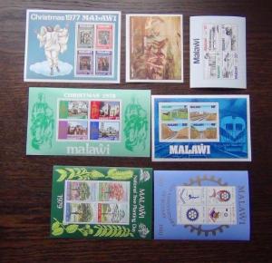 Malawi 7 x M/S 1977-83 Raphael Xmas Trees London 1980 Railway Rotary etc MNH