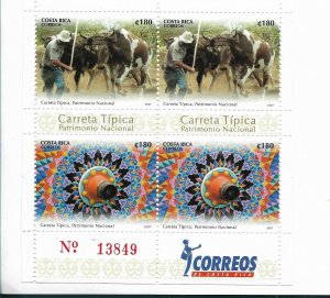 COSTA RICA 2007 NATIONAL HERITAGE TYPICAL OXCART REGIONAL COSTUMES MINISSHEET