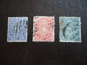 Stamps - India - Travancore - Scott# 1-3 - Used Set of 3 Stamps