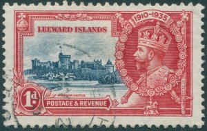 Leeward Islands 1935 1d deep blue & scarlet Jubilee SG88 used