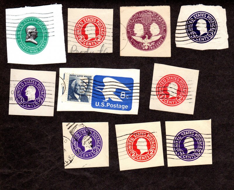 USA, Cut Squares, Lot of 10 used cut squares.  Lot 230811 -23