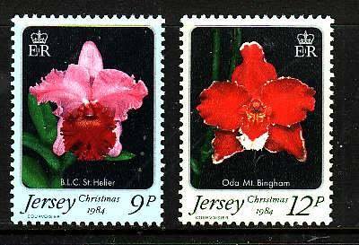 Jersey-Sc#346-7-unused NH set-Flowers-Christmas-1984-