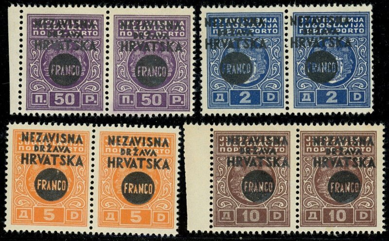 Croatia #26-29 Postage Stamps Pairs 1941 Europe WWII Mint NH OG