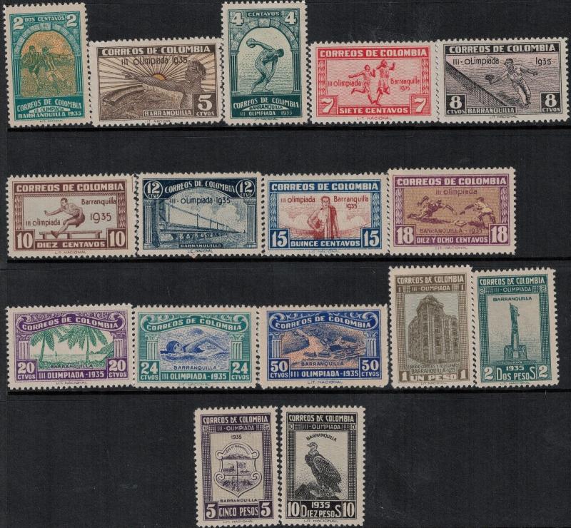 Colombia 1935 SC 421-436 Mint SCV $1350.00 Rare Set