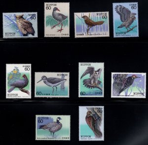 Japan  Scott 1534-1543 MNH** Endangered Bird stamp set