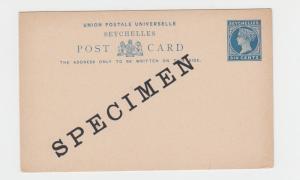 SEYCHELLES 1890's SPECIMEN 6c CARD, UNUSED (SEE BELOW)