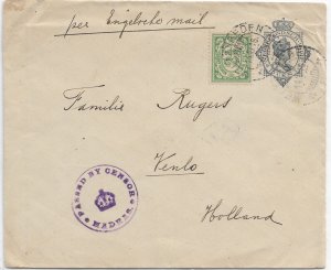 Java, Dutch East Indies to Venlo, Holland 1916 Censored (C5513)