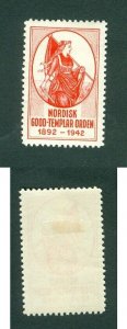 Denmark. Poster Stamp Nordic Good-Templar Order Templar 1892-1942