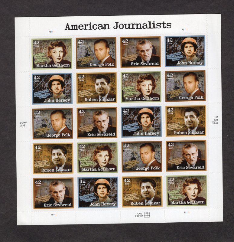 4252a American Journalists, sheet/20 MNH