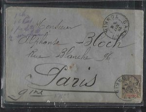 FRENCH INDOCHINA  (PP3008B)  1901   COVER  DOPAOU TONKIN TO FRANCE 