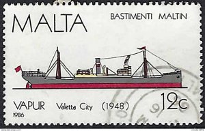 MALTA 1986 10c Multicoloured Maltese Ships-Vapur-Valetta City 1948 SG794 FU