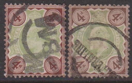 Great Britain KEVII  4d SG236 2 Copies Used