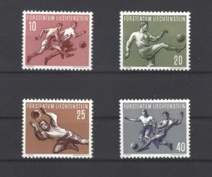 Liechtenstein #277-80 (1954) Soccer Players, XF NH Scott Cat. $ 42.50