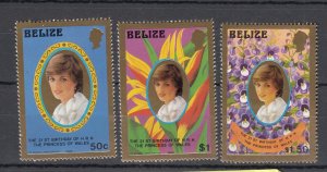 J43643 JL Stamps 1982 belize set mnh #618-20 gold border