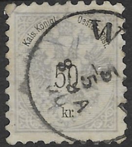 Austria  46   1883  50 kr. fine used ( corner  crease )