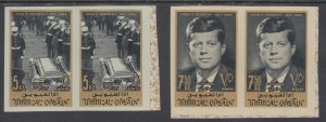 Umm Al Qiwain Sc 32-33 MNH. 1965 JFK Memorial, imperf sheet corner pairs