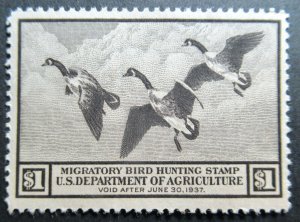 US 1936 Duck Stamp #RW3 MNH CV $325