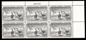 MOMEN: US STAMPS #RW25 DUCK PLATE BLOCK MINT OG NH XF LOT #73109