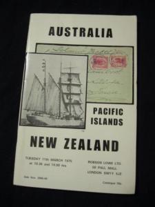 ROBSON LOWE AUCTION CATALOGUE 1975 AUSTRALASIA