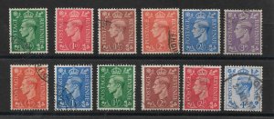 GREAT BRITAIN 1941-1942 + 1950-1952 DEFINITIVE SETS SG 485-490;503-508 FINE USED