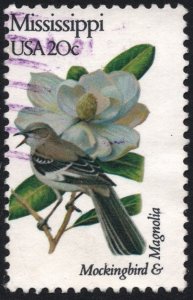 SC#1976A 20¢ State Birds & Flowers: Mississippi; Perf 11¼ x 11 (1982) Used