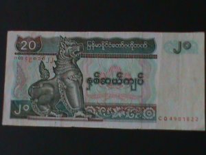 ​BURMA-1976-CENTRAL BANK-$20 KYATS LT.CIR-VF-HARD TO FIND WE SHIP TO WORLDWIDE