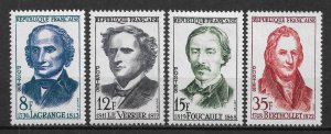 France 1958, French Scientists, Scott # 869-872,VF MNH**