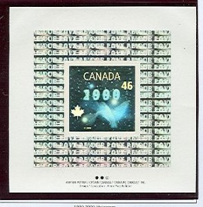CANADA 1999 MILLENIUM HOLOGRAM & DOVE #1812 & 1812i SOUV. SHEET AND PANE MNH